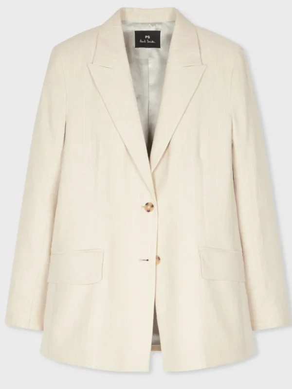 Paul Smith Coats And Jackets | Luxury Gifts^Women's Cream Pinstripe Two-Button Blazer W2R-247J-P31282 C