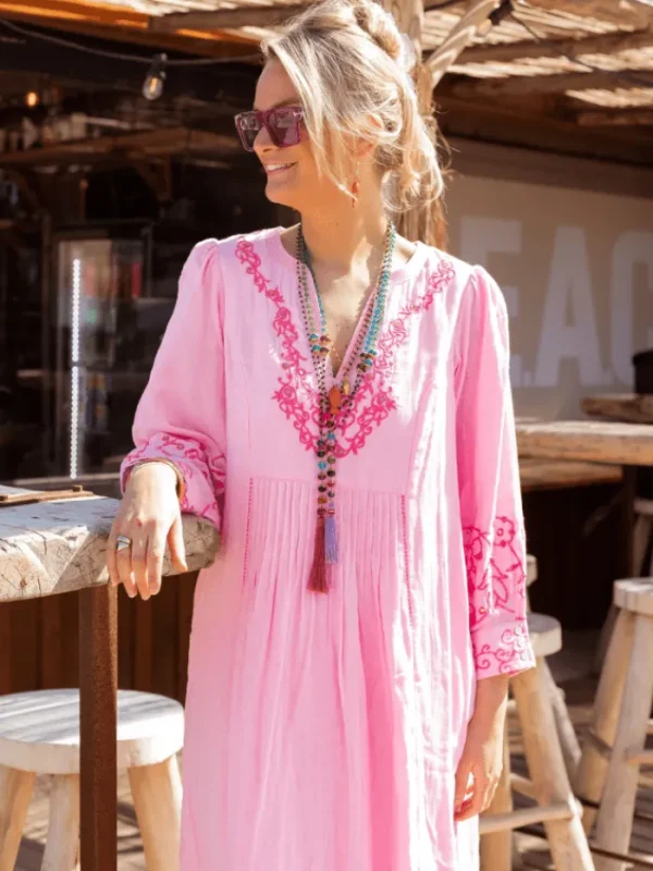 Place du Soleil Dresses | Beachwear^Pink Embroidered Maxi Dress S24 308