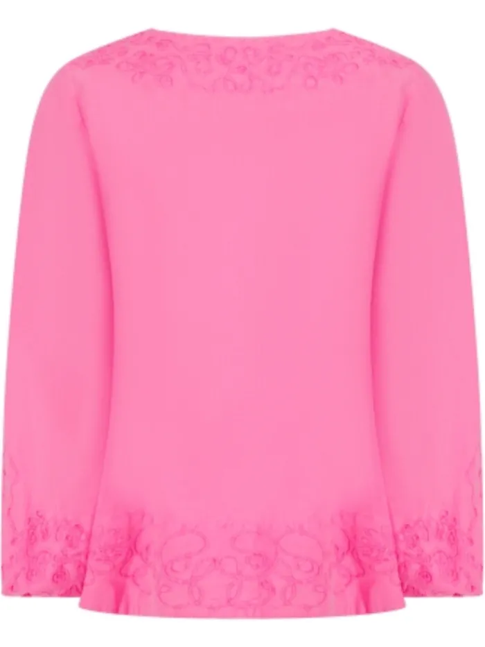 pranella_izzadora_neon_pi_1.webp Pranella Tops | Beachwear^IZZADORA Neon Pink Embroidered Top