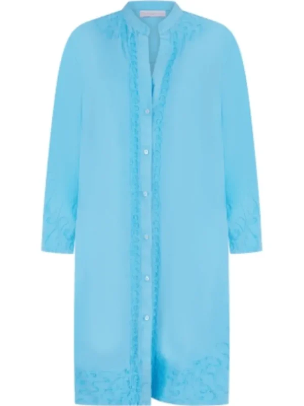 Pranella Dresses | Beachwear^ULA Neon Blue Embroidered Shirt Dress