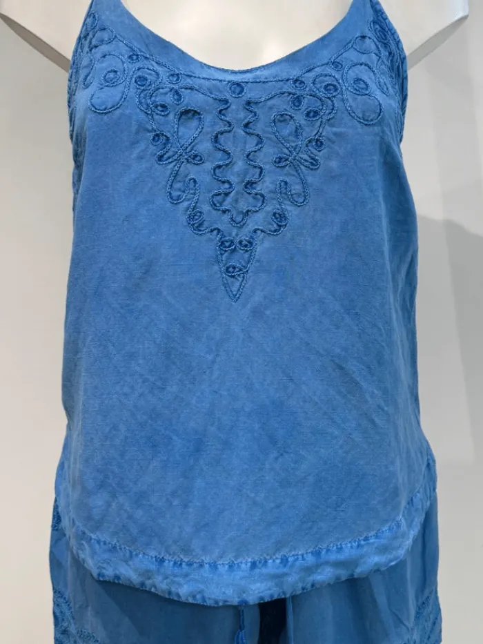 pranella_womens_beaux_blu_0.webp Pranella Beachwear | Tops^Women's Beaux Blue Cami Top