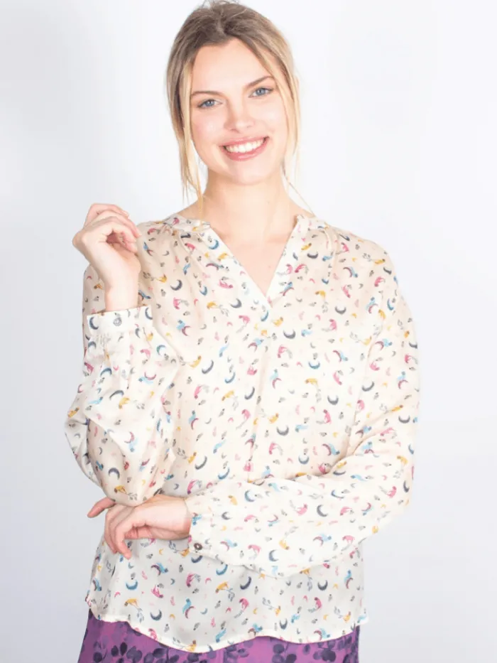 primrose_park_t_london_sa_0-1.webp Primrose Park London Tops | Gifts Under £50^Primrose Park T London Sandy Open Shirt Tarot 02 Multi On Cream