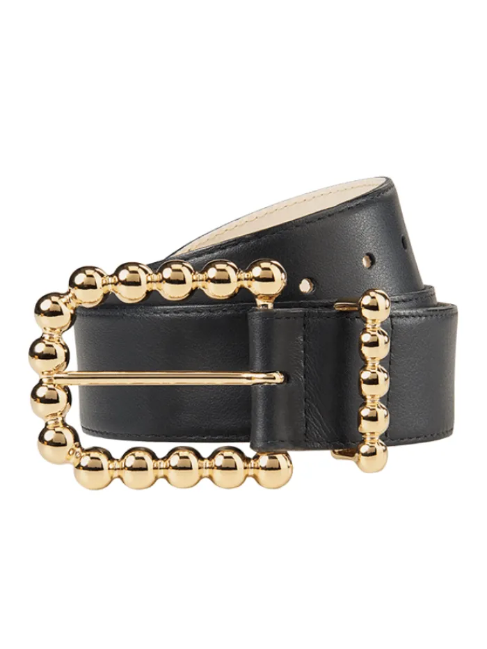 riani_black_leather_belt__0.webp Izzi of Baslow Gifts Under £50^Riani Black Leather Belt With Gold Beads 339040-9551
