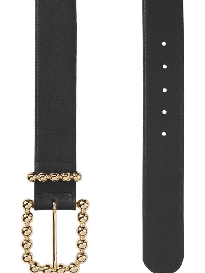 riani_black_leather_belt__1.webp Izzi of Baslow Gifts Under £50^Riani Black Leather Belt With Gold Beads 339040-9551