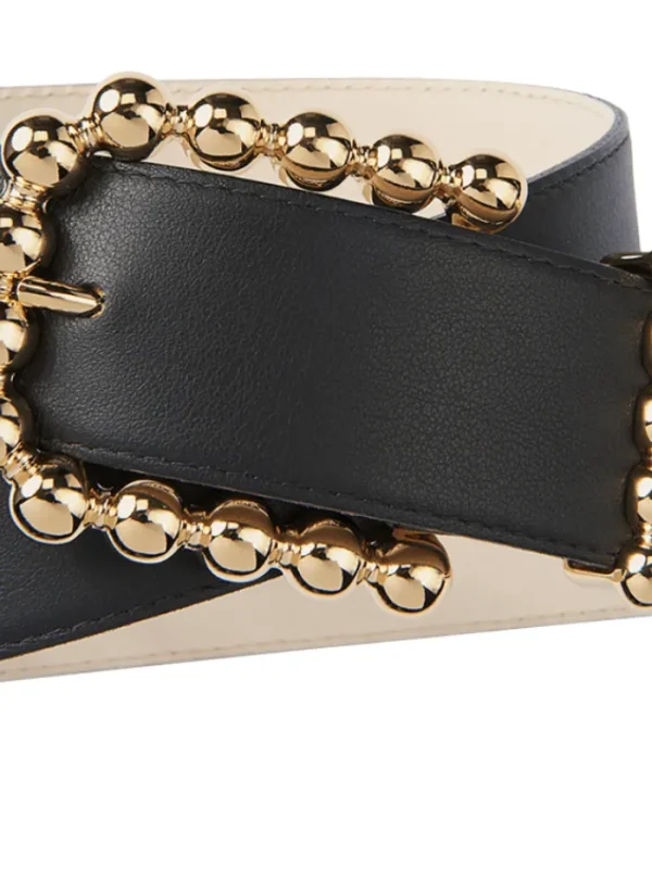 Izzi of Baslow Gifts Under £50^Riani Black Leather Belt With Gold Beads 339040-9551