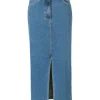 Riani Skirts | Gifts Under £100^High Stretch Denim Midi Skirt In Blue Used Wash 444760 3401 Col