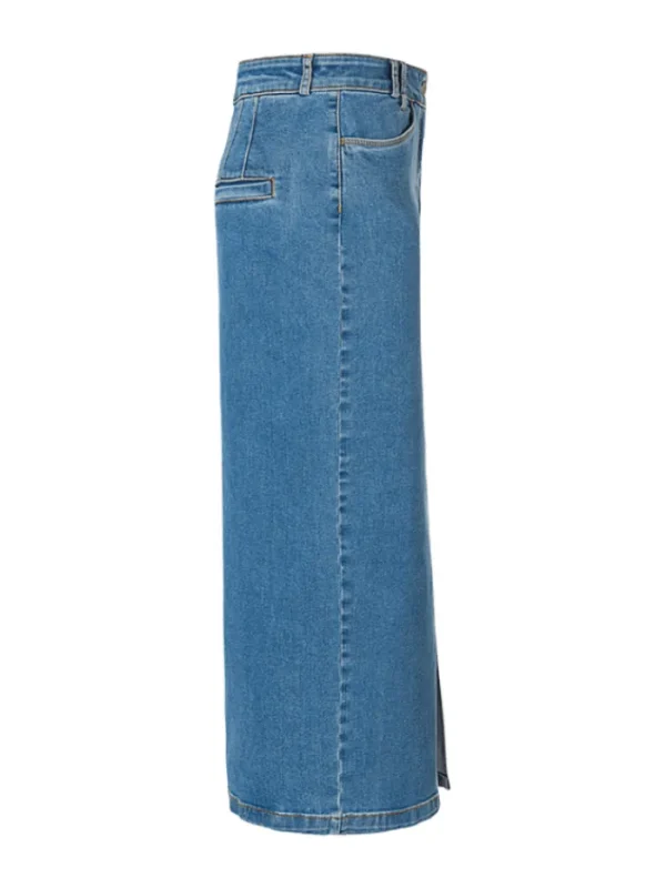 Riani Skirts | Gifts Under £100^High Stretch Denim Midi Skirt In Blue Used Wash 444760 3401 Col