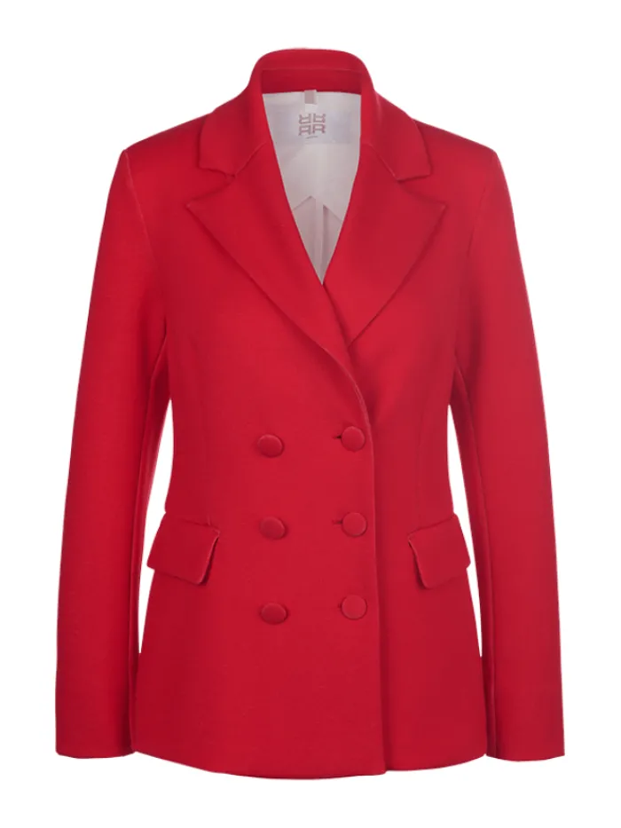 riani_scuba_heartbeat_red_1.webp Riani Coats And Jackets | Gifts Under £250^Scuba Heartbeat Red Double Breasted Blazer 371440-8190