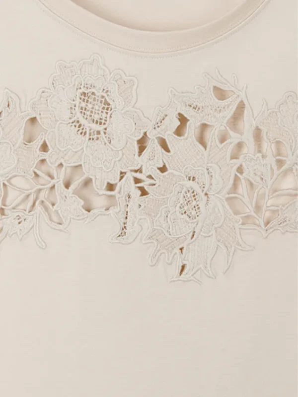 Riani Sweatshirts And T-Shirts | Tops^Short Sleeve Champagne Top With Cutwork Embroidery 448505 7909 C