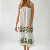 Rose And Rose Dresses | Gifts Under £100^ALBA Appliqued Sleeveless Sun Dress In White And Olive