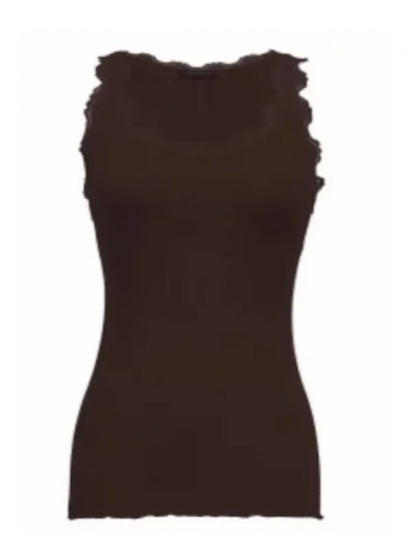 Rosemunde Tops | Gifts Under £100^T Silk Lace Trimmed Long Top Coffee Bean 5315 837
