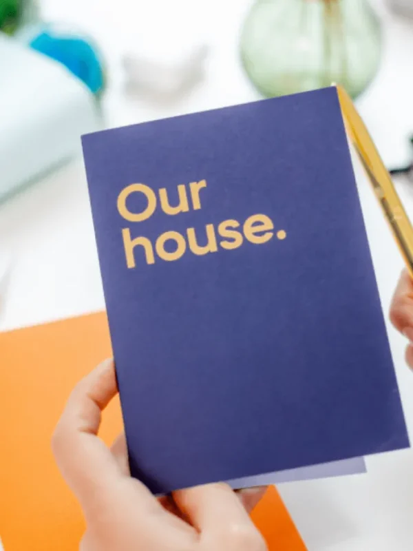 SAY IT WITH SONGS Gift Sale | Cards And Printed Frames^T 'Our House' by Madness Greeting Card Dark Blue Gre