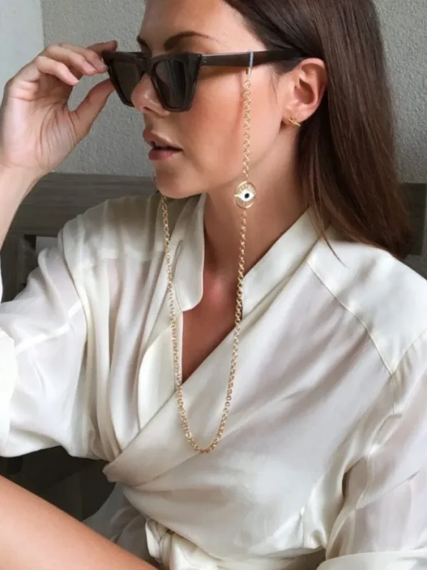 Talis Chains Sunglasses & Reading Glasses | Glasses Chains^T Gold Flirty Eyes Glasses Chain