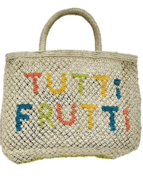 The Jacksons Beachwear | Bucket And Hobo Bags^London TUTTI FRUTTI Natural Jute Bag
