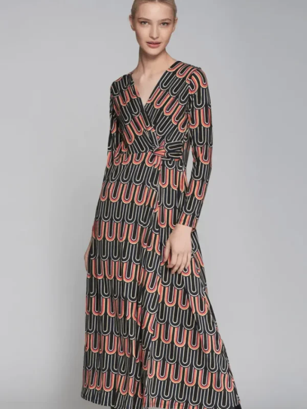 Vilagallo Dresses | Gifts Under £100^AMELIA Black Multi Patterned Wrap Dress 31922