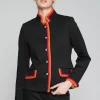 Vilagallo Coats And Jackets | Gifts Under £250^DOROTHEA Black Twill Jacket With Pink And Orange Border 3180