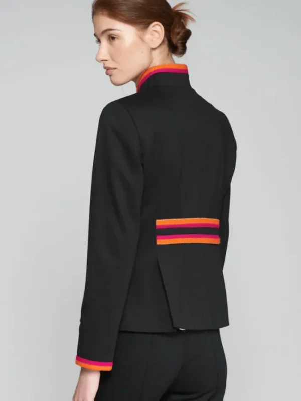Vilagallo Coats And Jackets | Gifts Under £250^DOROTHEA Black Twill Jacket With Pink And Orange Border 3180