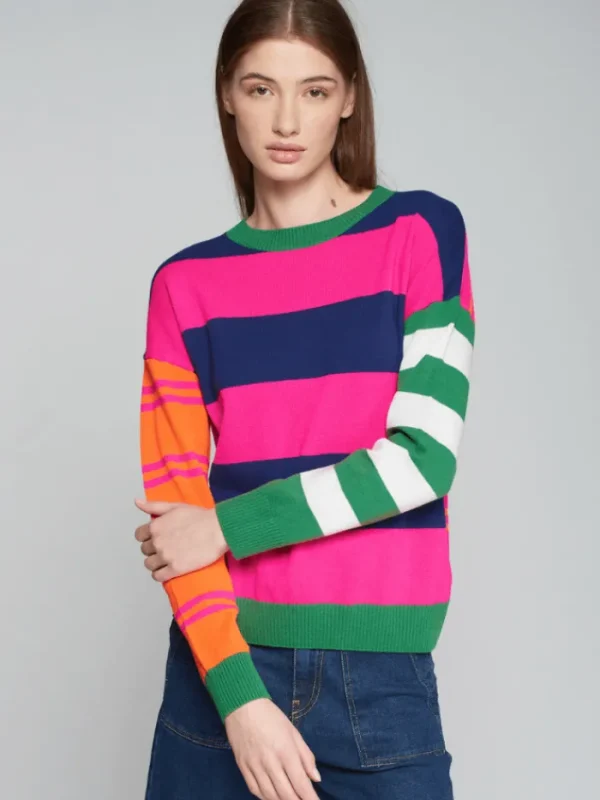 Vilagallo Knitwear | Gifts Under £250^FABIOLA STRIPE Multicolour Striped Round Neck Jumper 31522