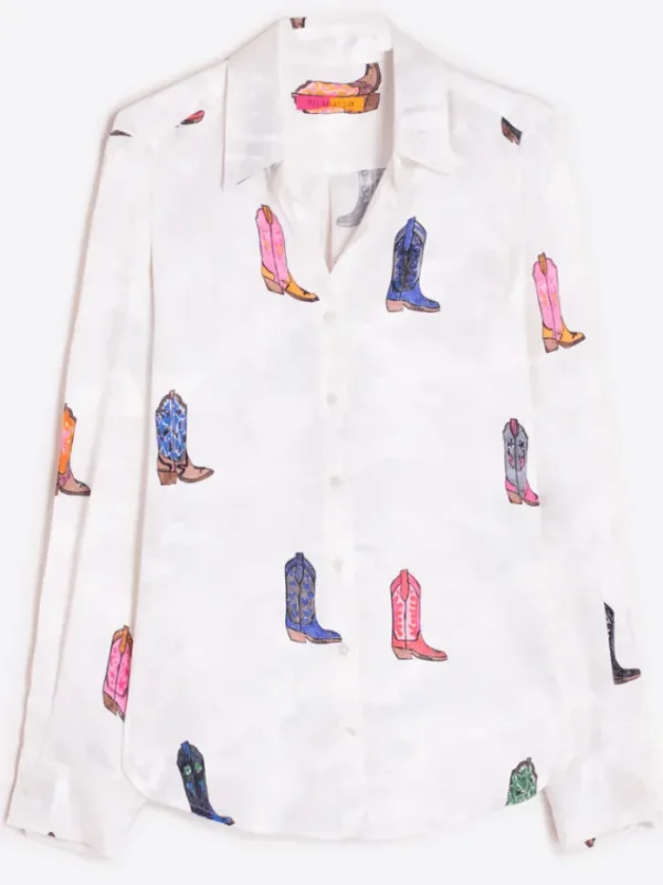 Vilagallo Tops | Gifts Under £100^GABY White Cowboy Print Shirt Blouse 31868