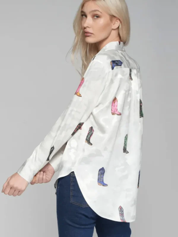 Vilagallo Tops | Gifts Under £100^GABY White Cowboy Print Shirt Blouse 31868