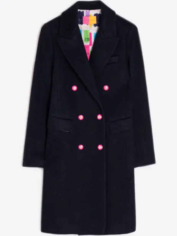 Vilagallo Coats And Jackets | Luxury Gifts^LIAN Navy Double Breasted Wool Dress Coat 31772