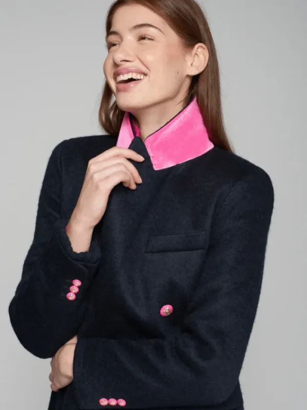 Vilagallo Coats And Jackets | Luxury Gifts^LIAN Navy Double Breasted Wool Dress Coat 31772