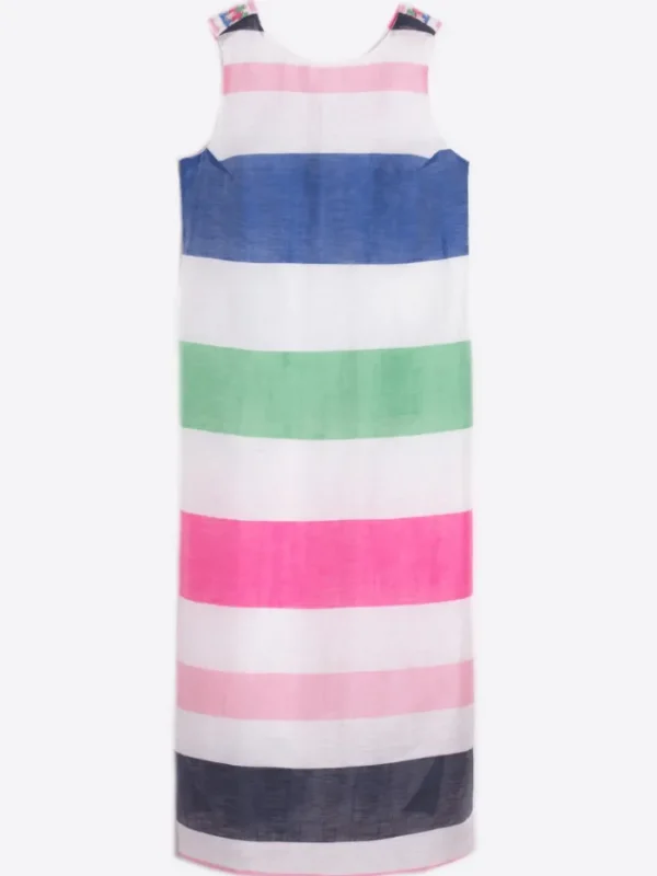 Vilagallo Dresses | Gifts Under £250^LIANA Midi Linen Dress In Multicolour Stripes 31226