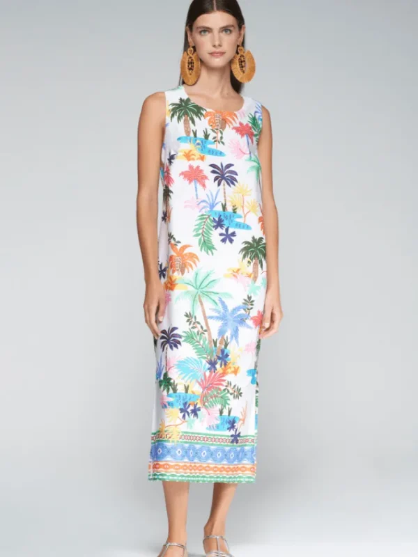 Vilagallo Dresses | Gifts Under £250^LIANA Sleeveless Palm Trees Print Midi Dress 32310