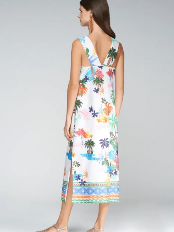Vilagallo Dresses | Gifts Under £250^LIANA Sleeveless Palm Trees Print Midi Dress 32310
