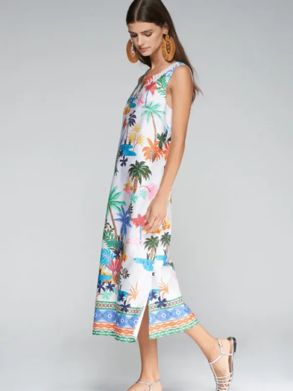 Vilagallo Dresses | Gifts Under £250^LIANA Sleeveless Palm Trees Print Midi Dress 32310
