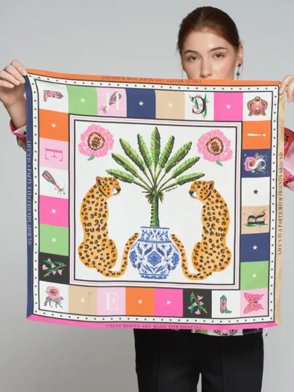 Vilagallo Scarves & Gloves | Gifts Under £100^SILK FOULARD Scarf With Cheetah Print 31935