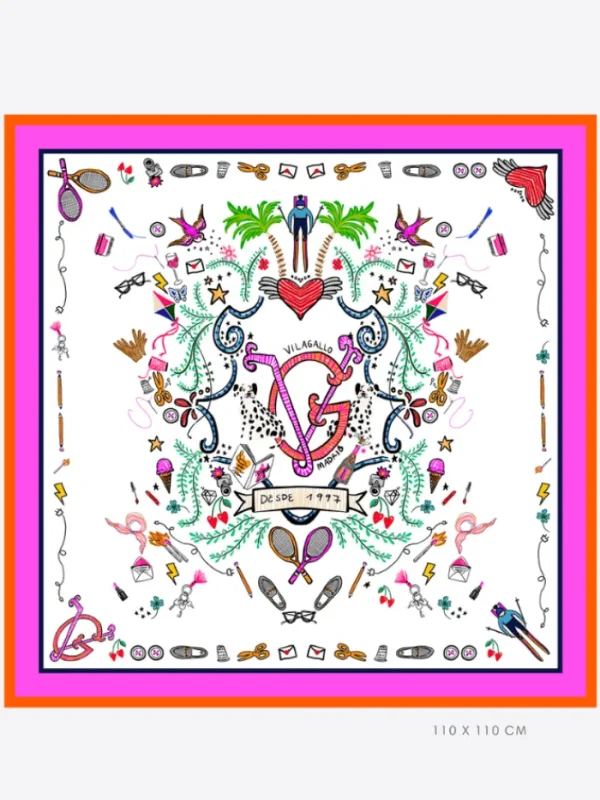 Vilagallo Scarves & Gloves | Gifts Under £250^SILK FOULARD Spanish Patterned Silk Scarf 31940