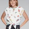 Vilagallo Tops | Gifts Under £100^Women's ALIZA Sleeveless Tie Front Top With Aperitivo Print