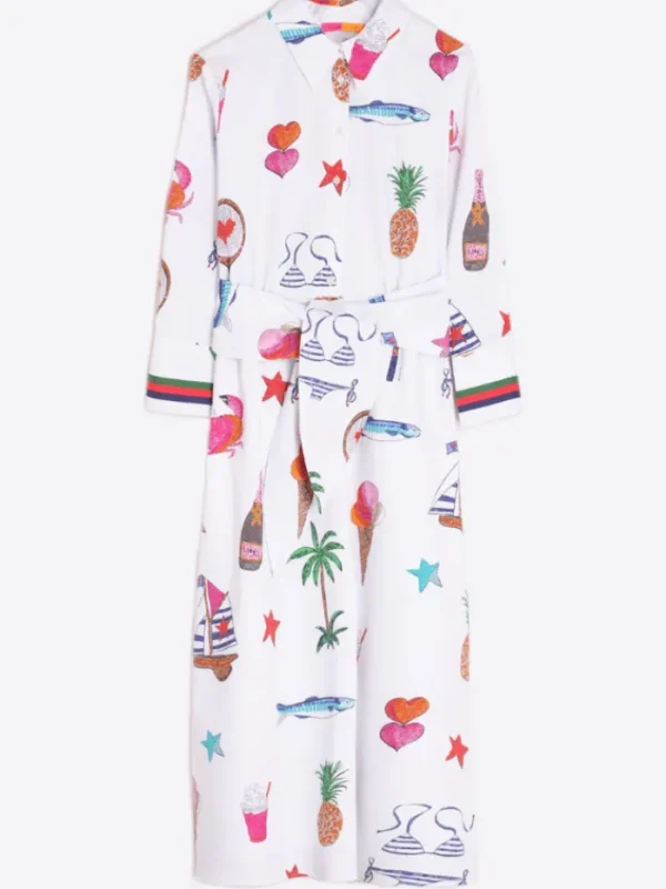 Vilagallo Dresses | Gifts Under £250^Women's FORMENTERA BOW Patterned Midi Shirt Dress 32532