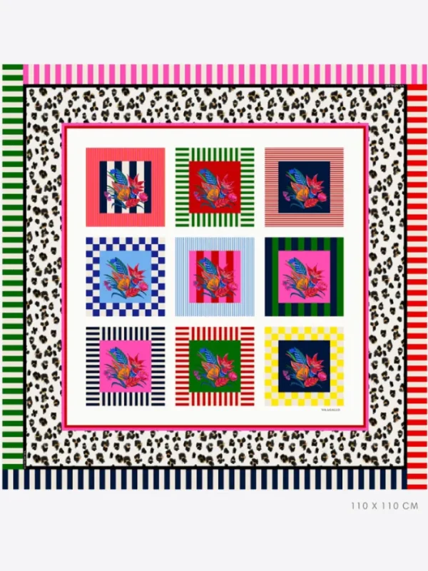 Vilagallo Scarves & Gloves | Gifts Under £250^Women's FOULARD Silk Scarf In Flowers And Animal Print 32485