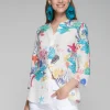 Vilagallo Tops | Gifts Under £250^Women's JULIET Linen Marine Print Blouse 32312