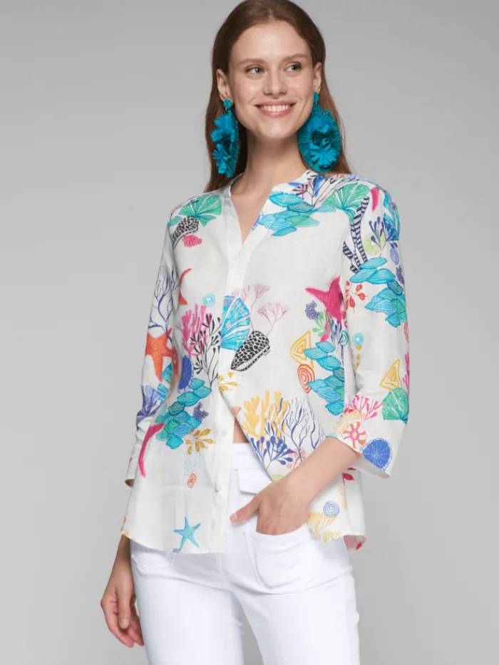 vilagallo_womens_juliet_l_0.webp Vilagallo Tops | Gifts Under £250^Women's JULIET Linen Marine Print Blouse 32312