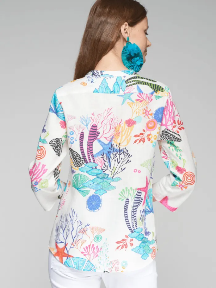 vilagallo_womens_juliet_l_2.webp Vilagallo Tops | Gifts Under £250^Women's JULIET Linen Marine Print Blouse 32312
