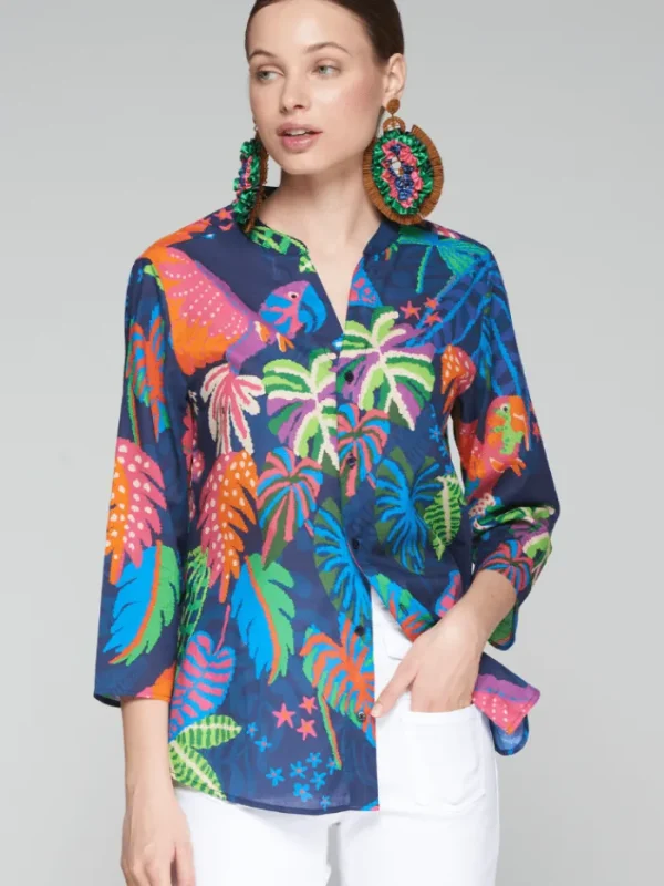 Vilagallo Tops | T-Shirts^Women's JULIET Tropical Print Shirt Blouse 32277
