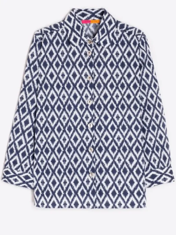 Vilagallo Tops | Gifts Under £250^Women's POLINE Blue Ikat Embroidered Blouse 32330