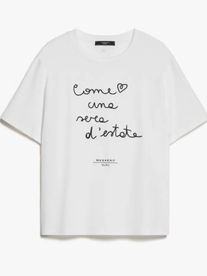 weekend_by_max_mara_barba_0.webp Weekend By Max Mara Tops | T-Shirts^BARBANO Cotton T Shirt With Embroidered Lettering