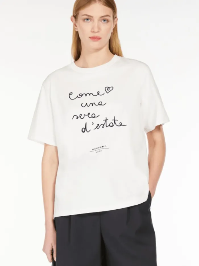 weekend_by_max_mara_barba_1.webp Weekend By Max Mara Tops | T-Shirts^BARBANO Cotton T Shirt With Embroidered Lettering