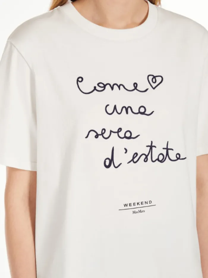 weekend_by_max_mara_barba_2.webp Weekend By Max Mara Tops | T-Shirts^BARBANO Cotton T Shirt With Embroidered Lettering