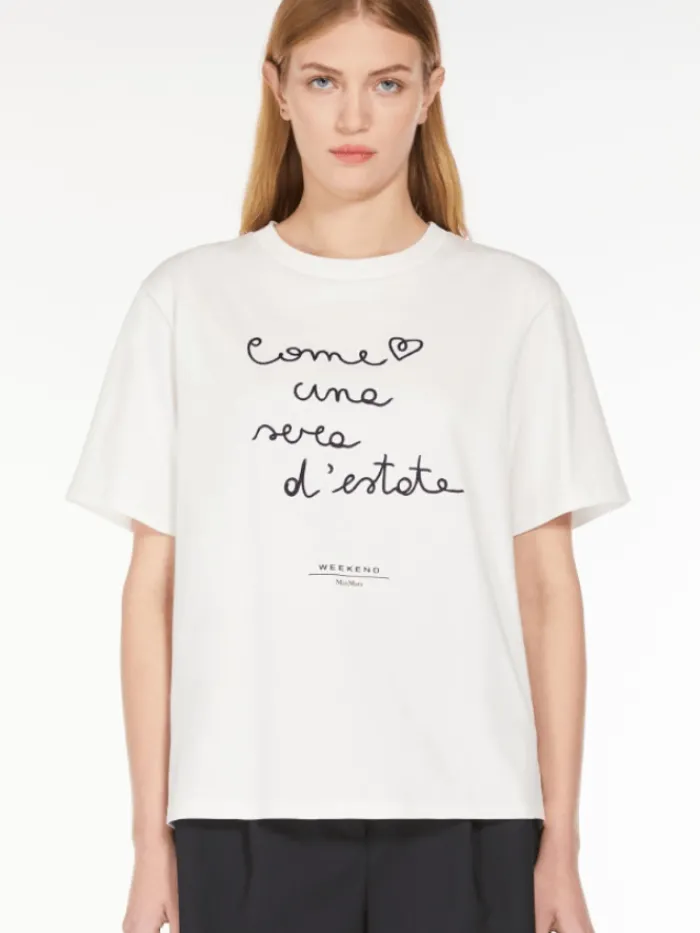 weekend_by_max_mara_barba_3.webp Weekend By Max Mara Tops | T-Shirts^BARBANO Cotton T Shirt With Embroidered Lettering