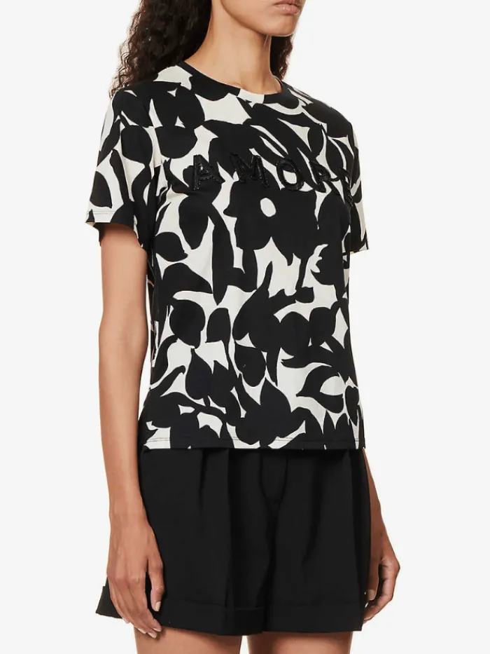 weekend_by_max_mara_cerch_4.webp Weekend By Max Mara Tops | T-Shirts^Cerchio Printed Cotton T Shirt 23597603396 Col 001